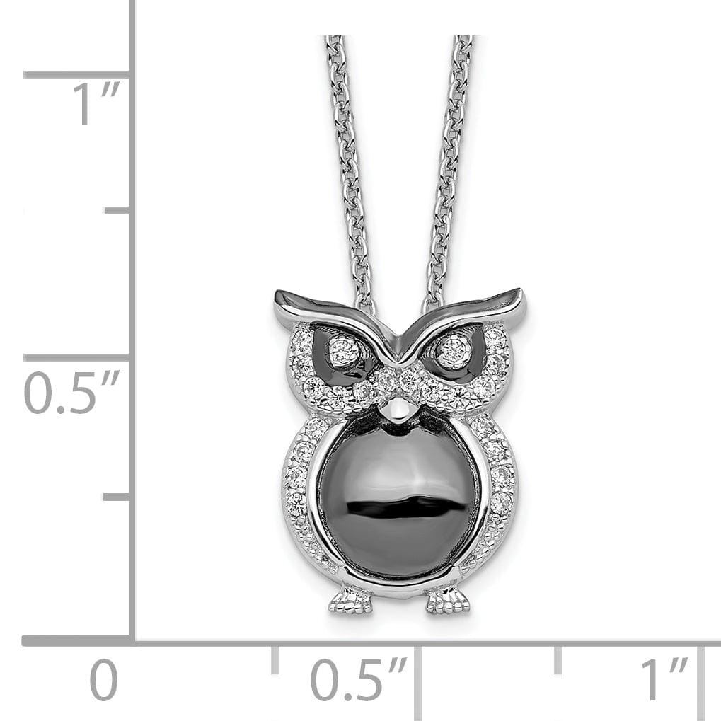 Sterling Silver Cubic Zirconia Owl Necklace