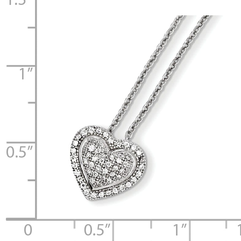 Sterling Silver Cubic Zirconia Heart Necklace