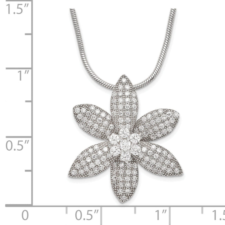 Sterling Silver Cubic Zirconia Flower Necklace