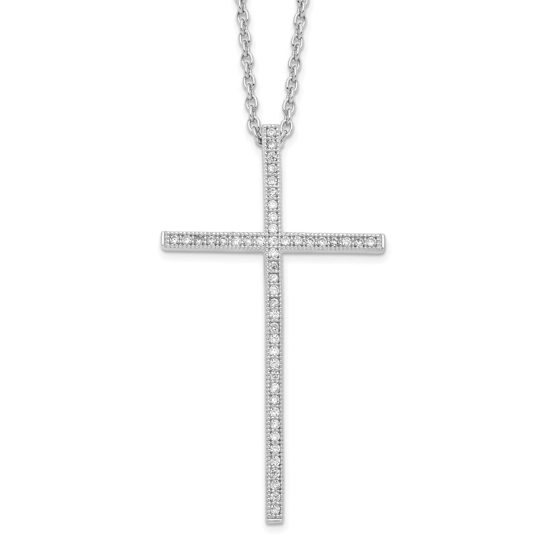 Sterling Silver Cubic Zirconia Cross Necklace