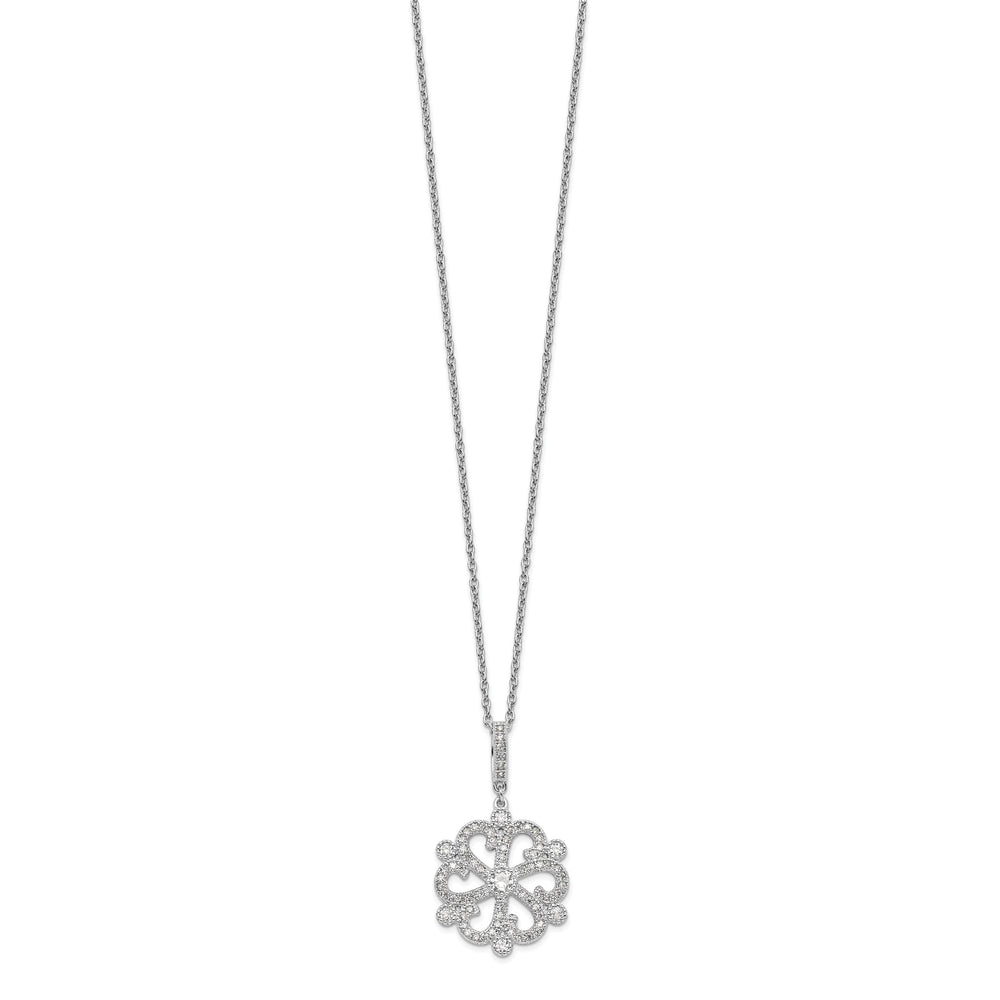 Sterling Silver Cubic Zirconia Flower Necklace