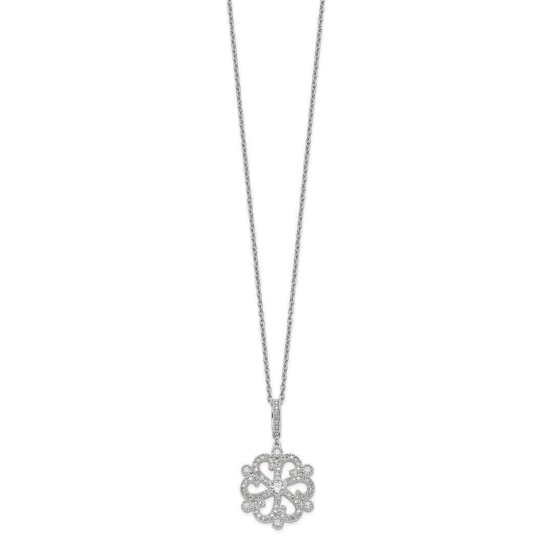 Sterling Silver Cubic Zirconia Flower Necklace