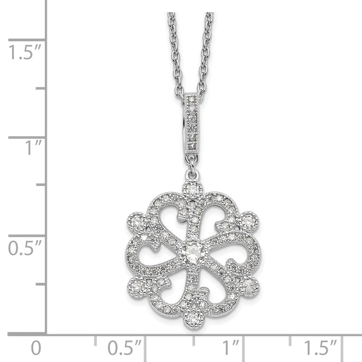 Sterling Silver Cubic Zirconia Flower Necklace