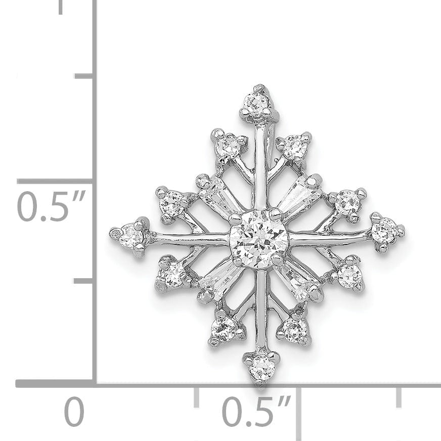 Sterling Silver Cubic Zirconia Snowflake Slide