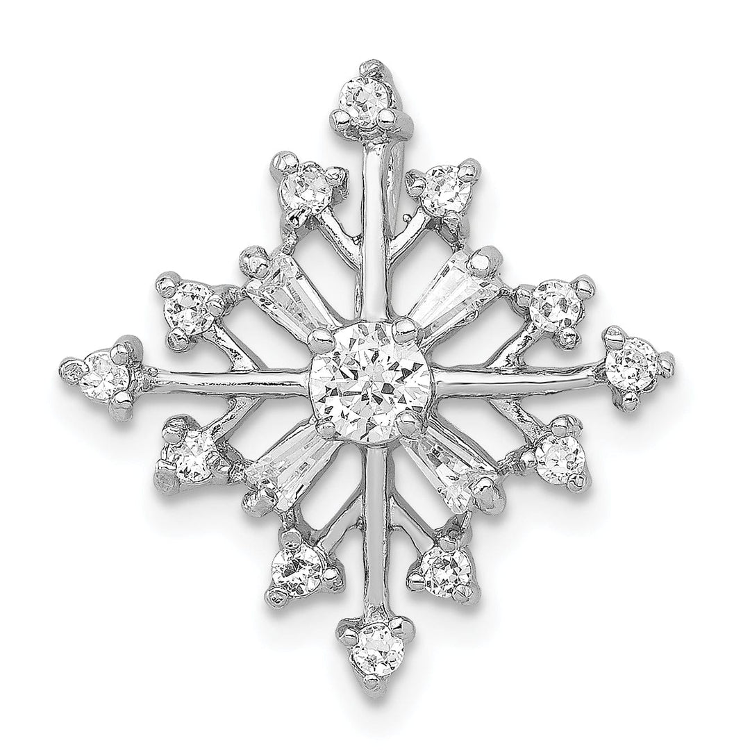 Sterling Silver Cubic Zirconia Snowflake Slide