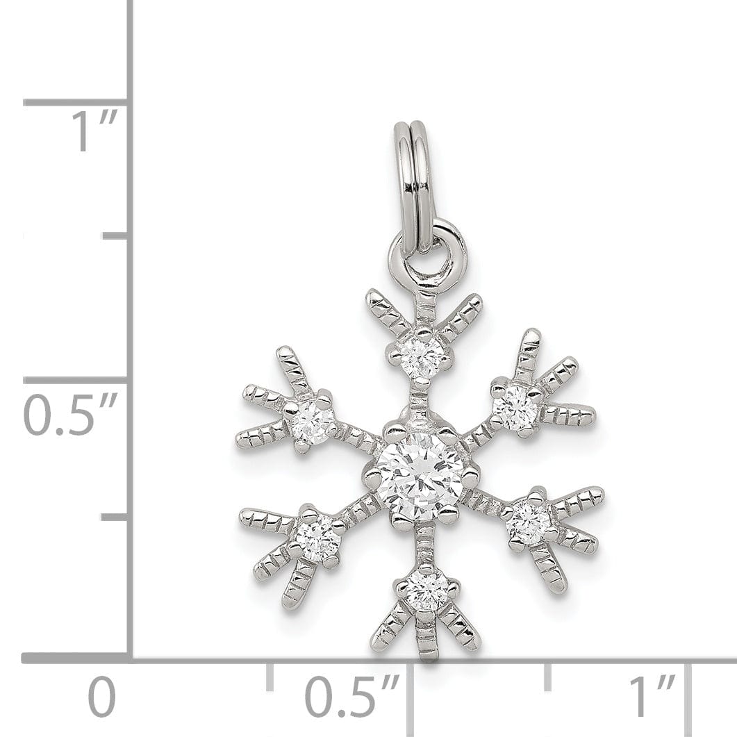 Silver Clear Cubic Zirconia Snowflake Pendant