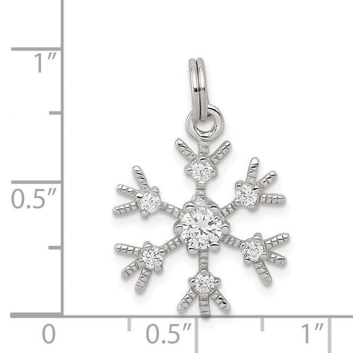 Silver Clear Cubic Zirconia Snowflake Pendant