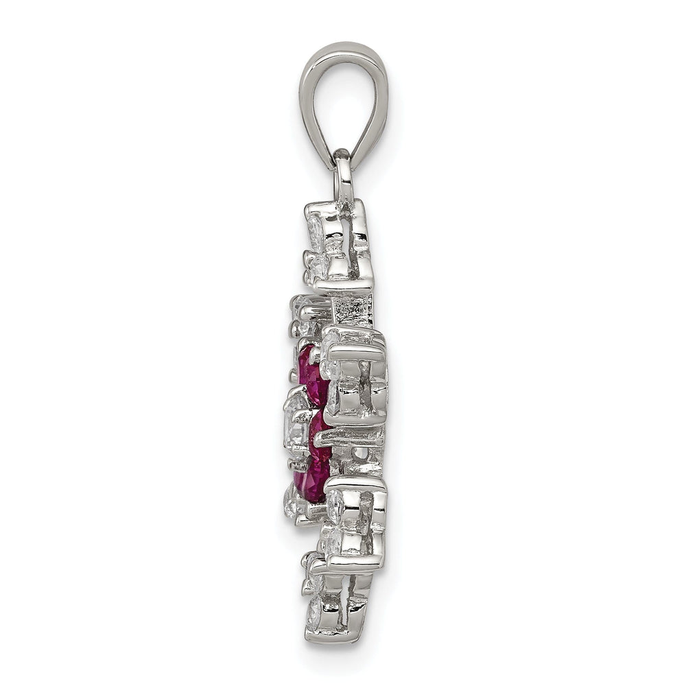 Silver Fuschia Cubic Zirconia Snowflake Pendant