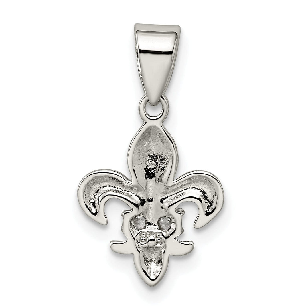 Sterling Silver Polished C.Z Fleur De Lis Charm