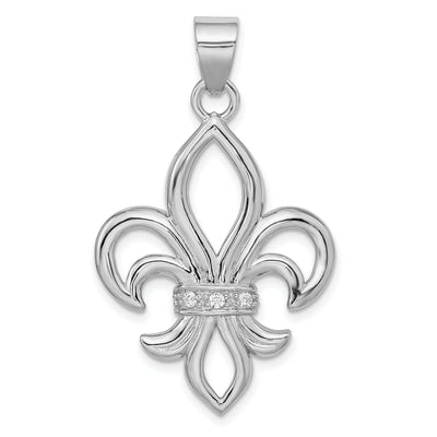 Silver Polished Finish C.Z Fleur de Lis Charm at $ 49.9 only from Jewelryshopping.com