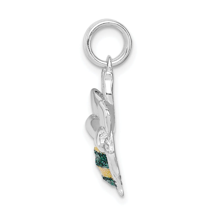 Silver Green Yellow Enamel Bee Charm Pendant