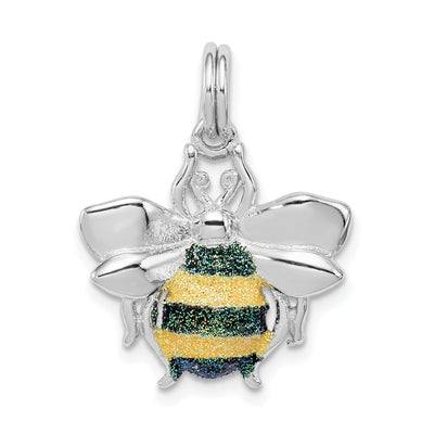 Silver Green Yellow Enamel Bee Charm Pendant at $ 23.12 only from Jewelryshopping.com