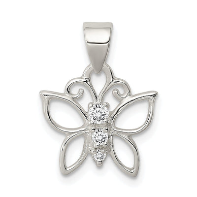 Silver Cubic Zirconia Butterfly Charm Pendant at $ 17.75 only from Jewelryshopping.com