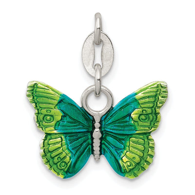 Silver Green Blue Enameled Butterfly Charm at $ 13.97 only from Jewelryshopping.com