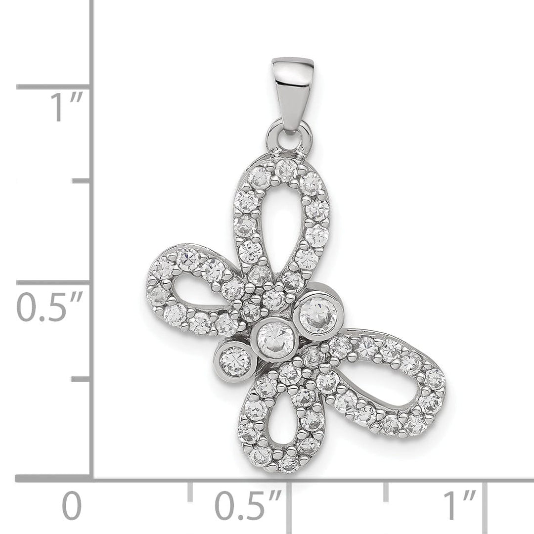 Sterling Silver Cubic Zirconia Butterfly Charm