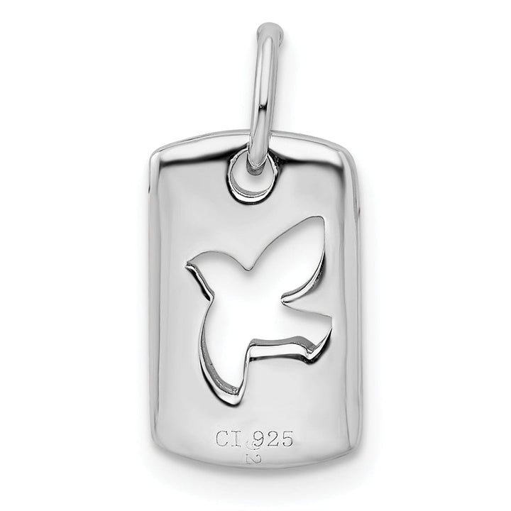 Silver Polished C.Z Dove Cut Out Design Charm