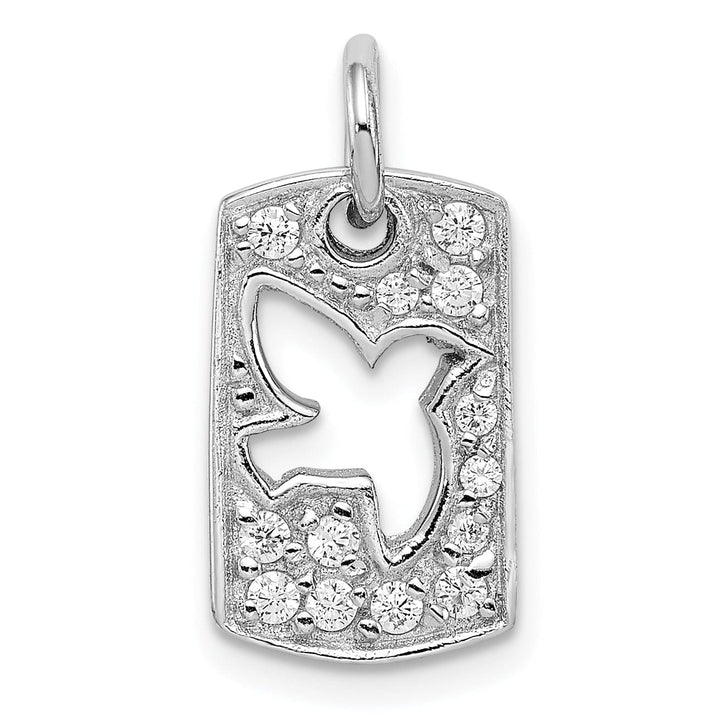 Silver Polished C.Z Dove Cut Out Design Charm