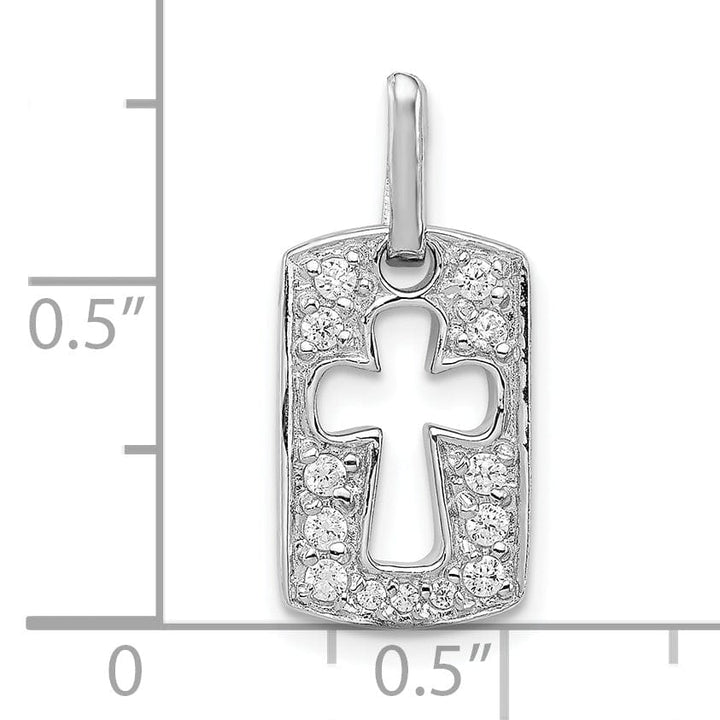 Silver Polished C.Z Cross Cut Out Design Charm
