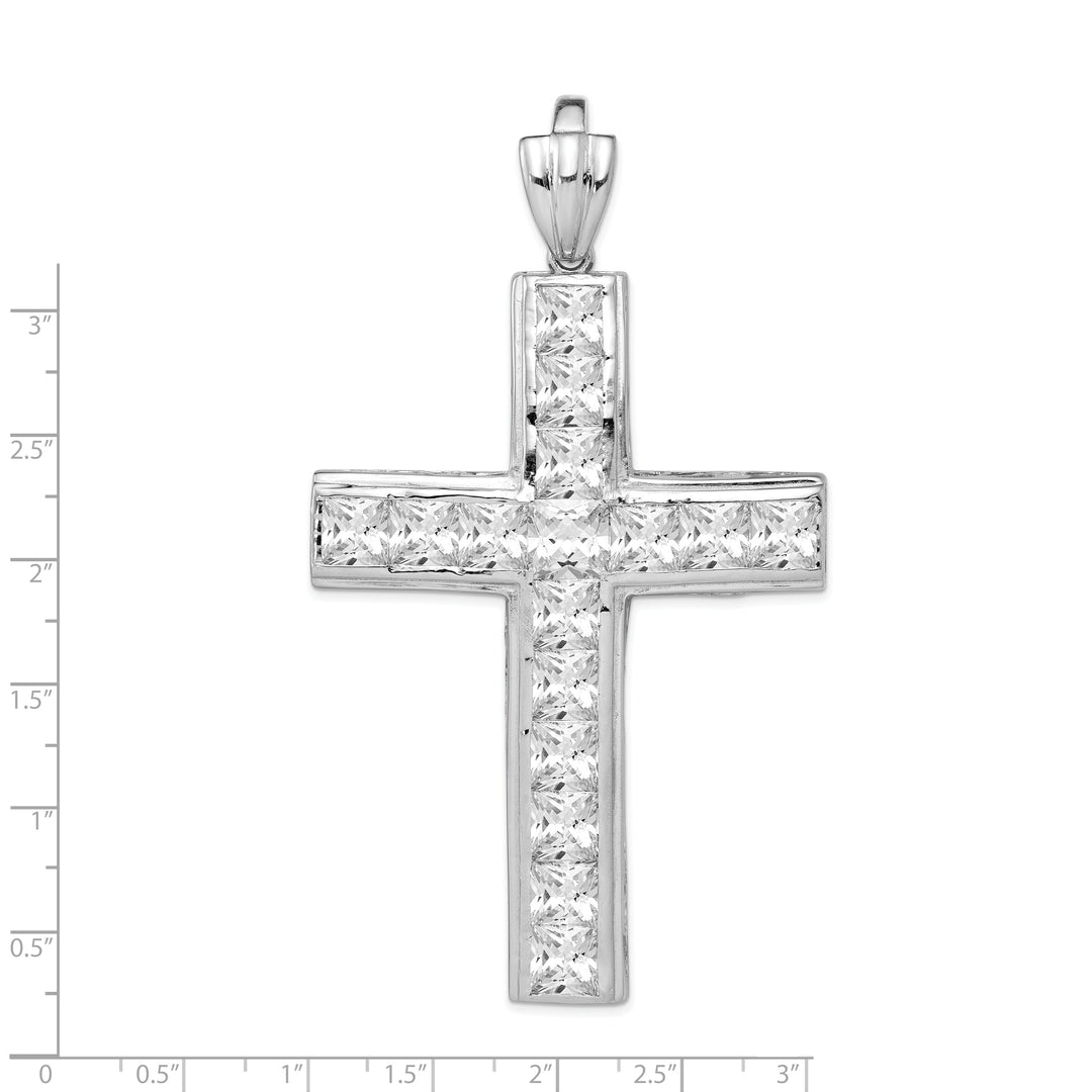 Sterling Silver Polish Finish C.Z Cross Pendant