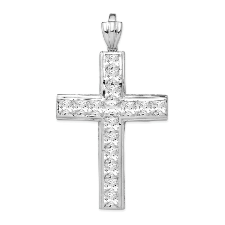 Sterling Silver Polish Finish C.Z Cross Pendant