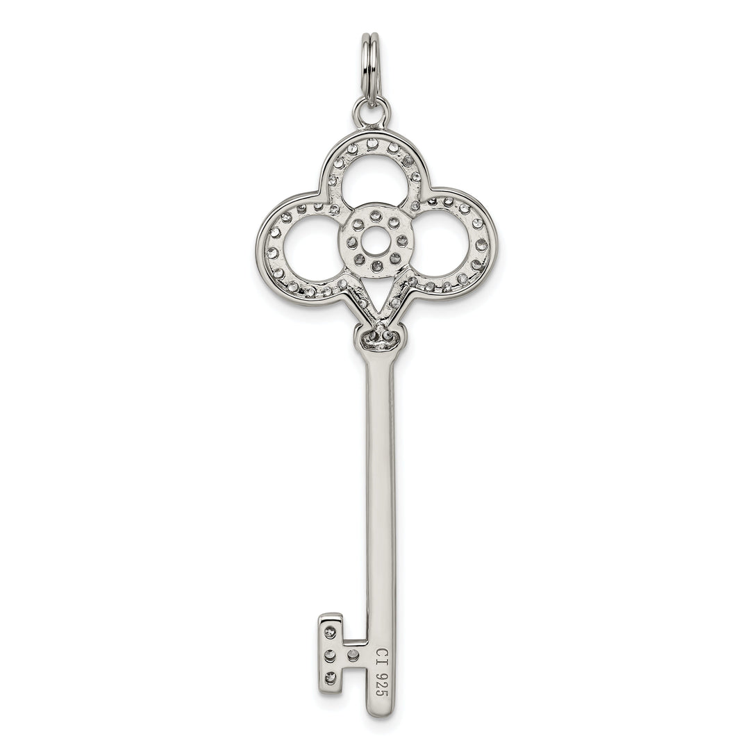 Sterling Silver and Cubic Zirconia Key Pendant