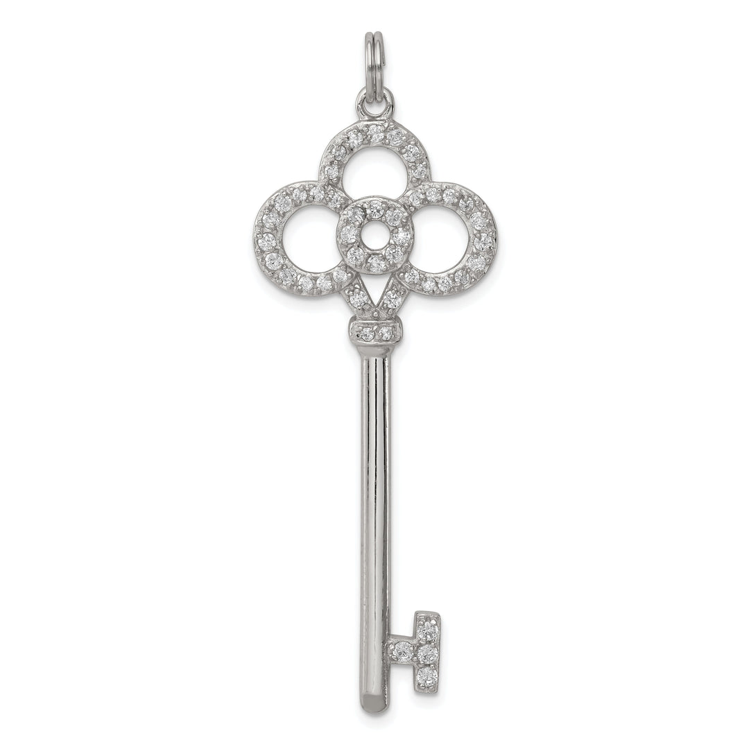 Sterling Silver and Cubic Zirconia Key Pendant