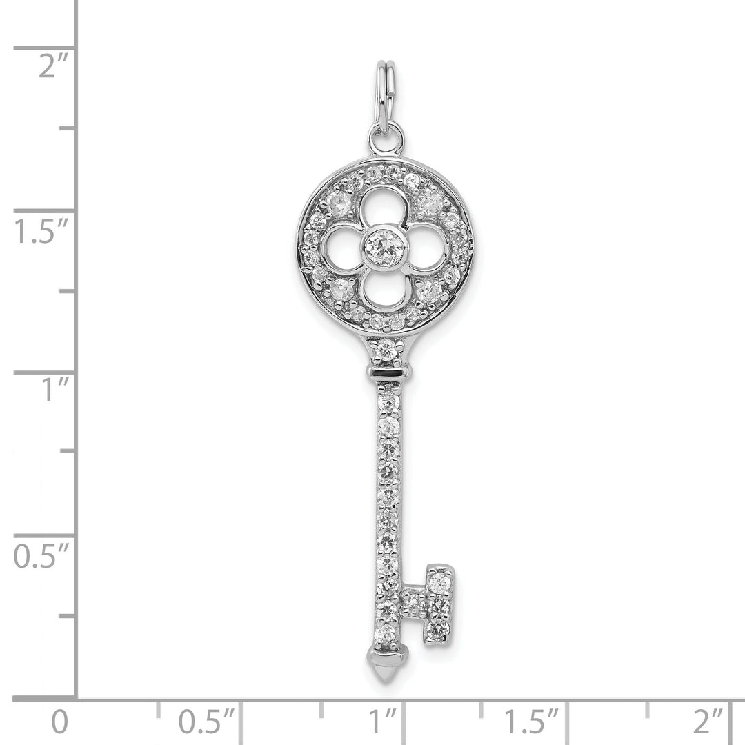 Sterling Silver and Cubic Zirconia Key Pendant