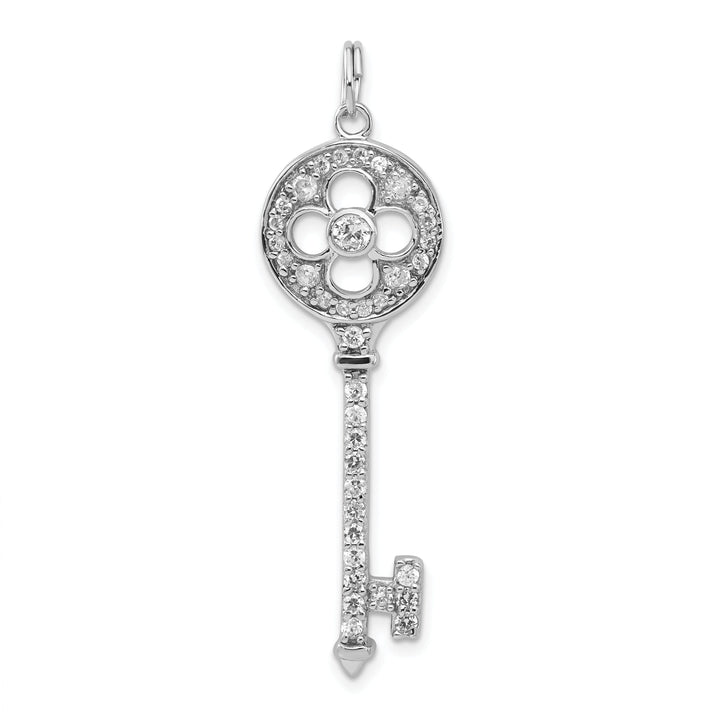 Sterling Silver and Cubic Zirconia Key Pendant