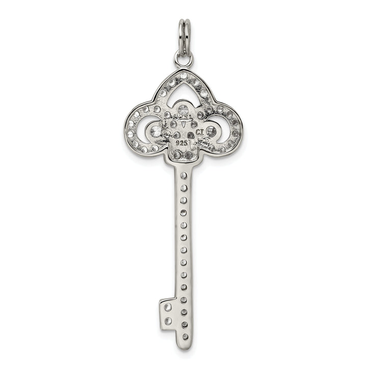 Sterling Silver and Cubic Zirconia Key Pendant