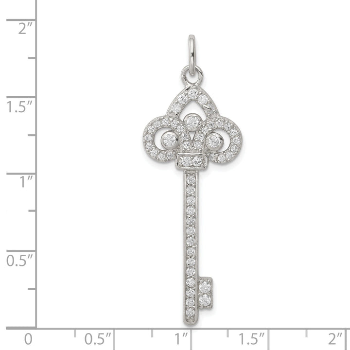 Sterling Silver and Cubic Zirconia Key Pendant