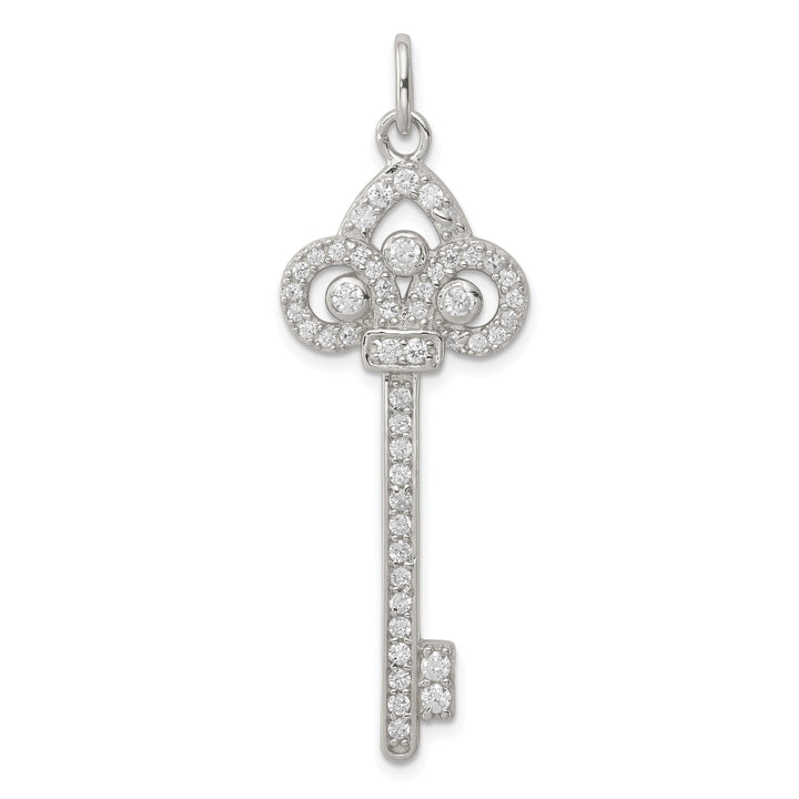 Sterling Silver and Cubic Zirconia Key Pendant