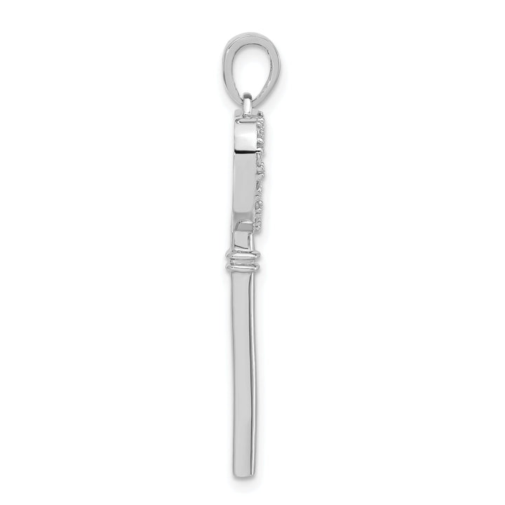 Sterling Silver Cubic Zirconia Heart Key Pendant