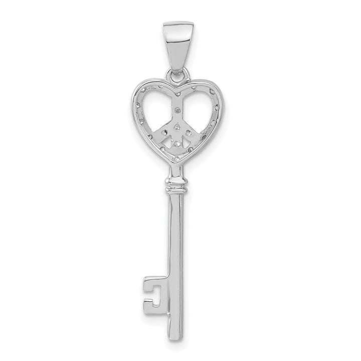 Sterling Silver Cubic Zirconia Heart Key Pendant