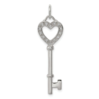 Sterling Silver Cubic Zirconia Heart Key Pendant at $ 29.38 only from Jewelryshopping.com