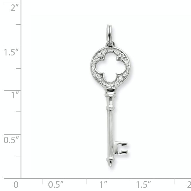 Sterling Silver Cubic Zirconia Key Pendant