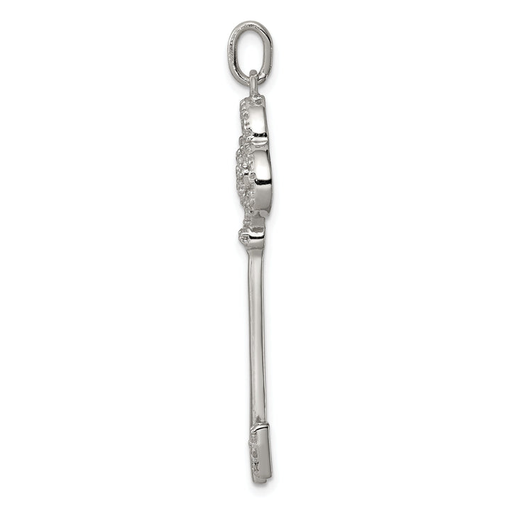 Sterling Silver Cubic Zirconia Key Pendant