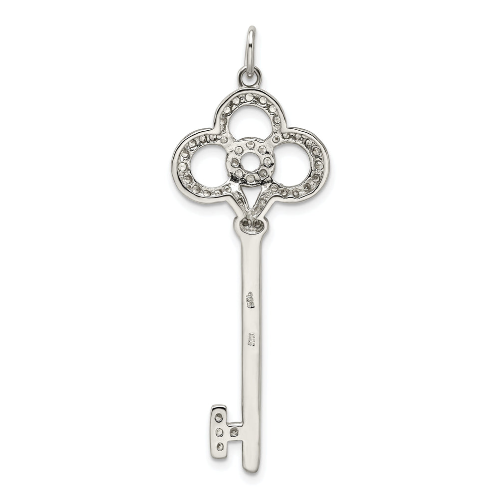 Sterling Silver Cubic Zirconia Key Pendant