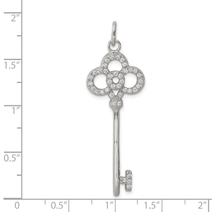 Sterling Silver Cubic Zirconia Key Pendant