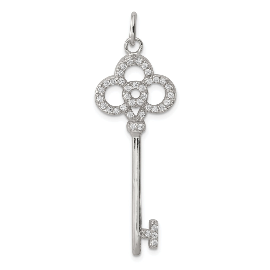 Sterling Silver Cubic Zirconia Key Pendant