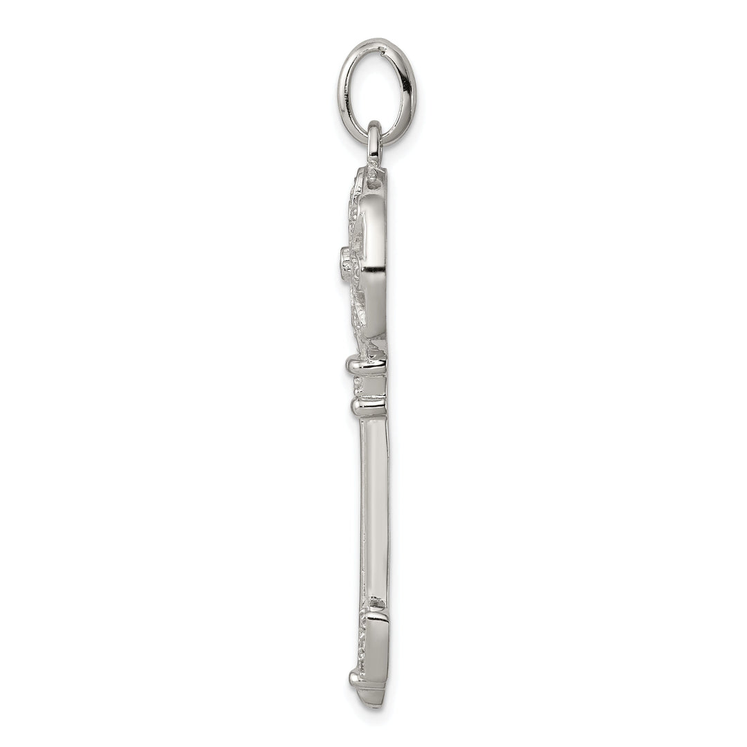Sterling Silver Cubic Zirconia Key Pendant