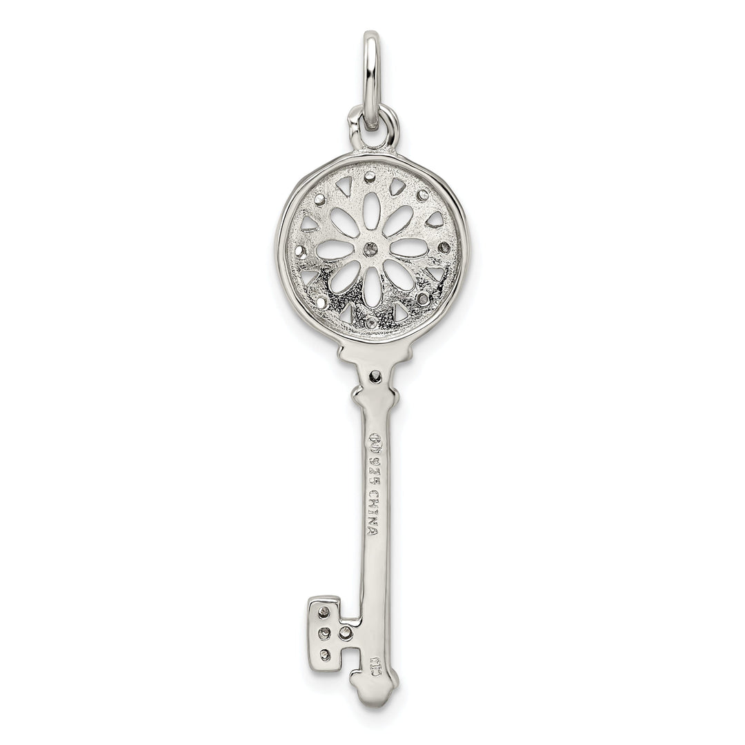 Sterling Silver Cubic Zirconia Key Pendant