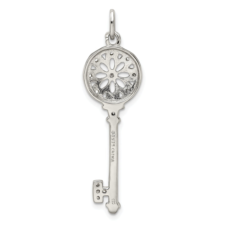 Sterling Silver Cubic Zirconia Key Pendant