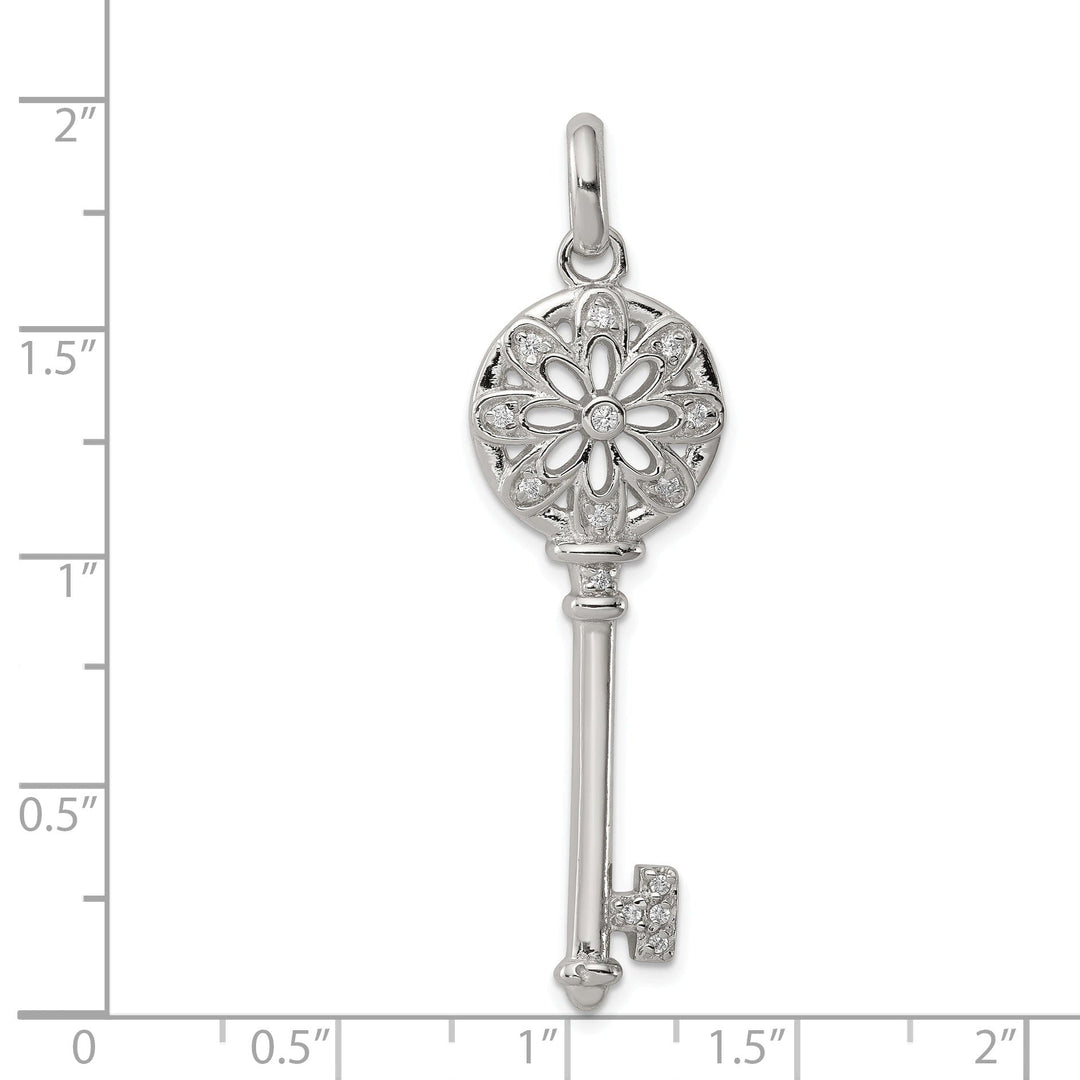 Sterling Silver Cubic Zirconia Key Pendant
