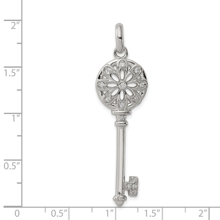 Sterling Silver Cubic Zirconia Key Pendant