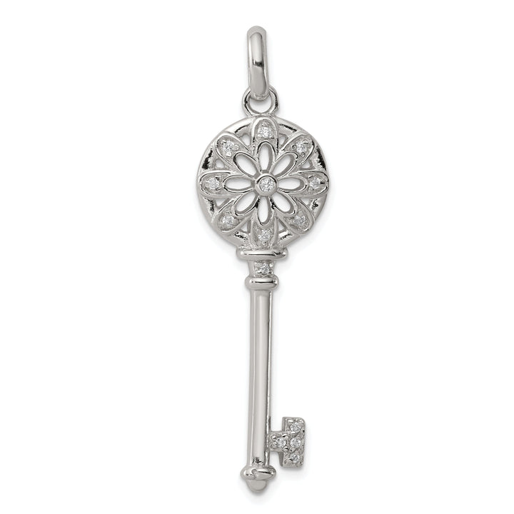 Sterling Silver Cubic Zirconia Key Pendant