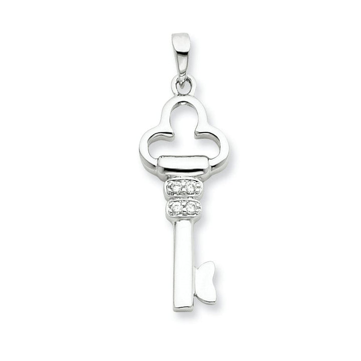 Sterling Silver Cubic Zirconia Key Pendant