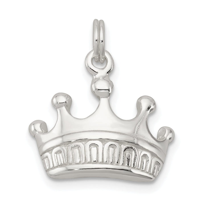 Solid Sterling Silver Polish Finish Crown Charm