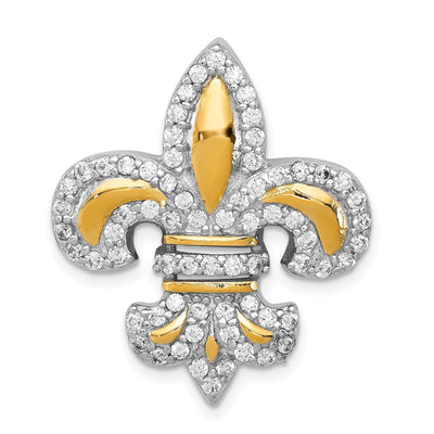 Silver Polish Chain Slide CZ Fleur de Lis Charm at $ 71.51 only from Jewelryshopping.com