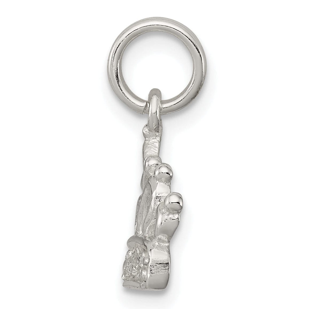 Sterling Silver Polished Finish C.Z Crown Charm