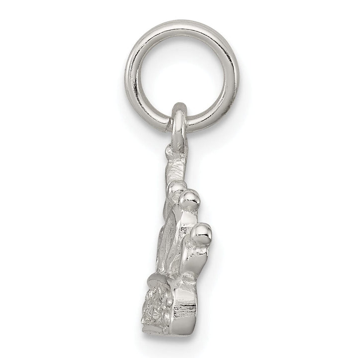 Sterling Silver Polished Finish C.Z Crown Charm